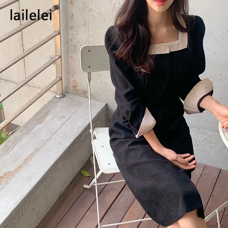 French Elegant Color Matching Square Collar Buttons Women Dress Party Midi Korean Style Vintage Bandage Lace Up Waist Robe Femme
French Elegant Color Matching Square Collar Buttons Women Dress Party Midi Korean Style Vintage Bandage Lace Up Waist Robe Femme