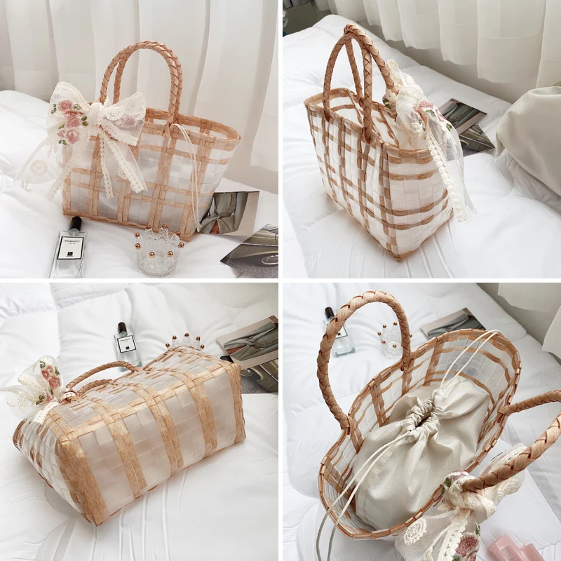 Beach Travel Bag Woven Transparent Summer 2021 Totes Simple Women Straw HandBag Embroidery Ribbon Purse Casual Party Women's Bag
Beach Travel Bag Woven Transparent Summer 2021 Totes Simple Women Straw HandBag Embroidery Ribbon Purse Casual Party Women's Bag