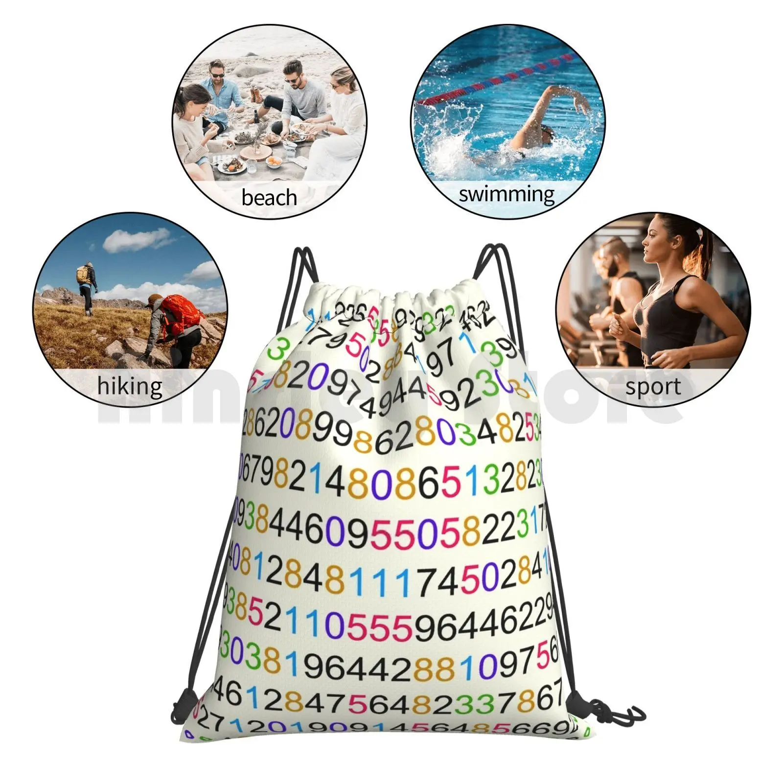 

Pi Me A River Backpack Drawstring Bags Gym Bag Waterproof Pi Math Nerd Colour Color Cool Neverending Science Geek Number