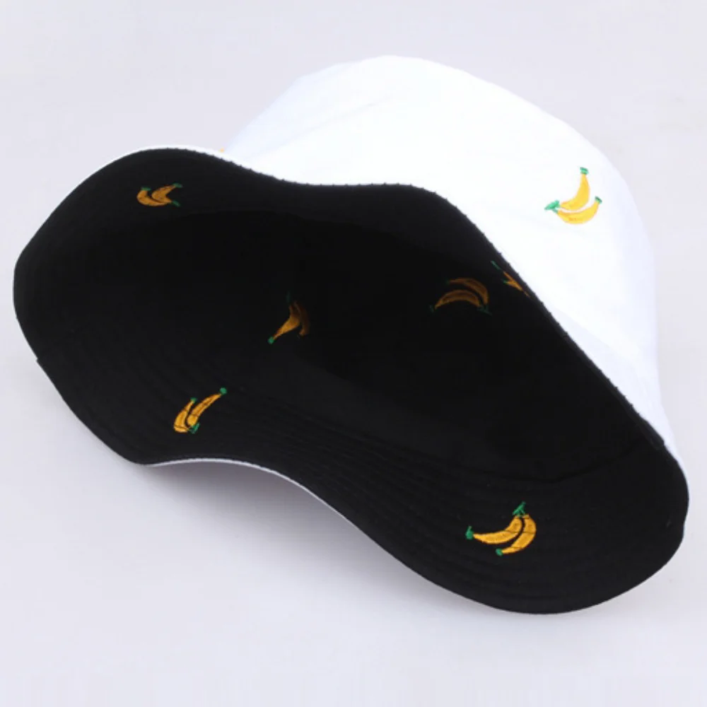 Banana Double-Sided Embroidery Bucket Hats For Women Men 2021 Fashion Boy Girls Summer Panama Caps Sun Black Fisherman's Hat 
Banana Double-Sided Embroidery Bucket Hats For Women Men 2021 Fashion Boy Girls Summer Panama Caps Sun Black Fisherman's Hat