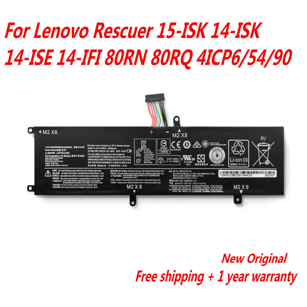 

Genuine L14M4PB0 L14S4PB0 Laptop Battery For Lenovo Rescuer 15-ISK 14-ISK 14-ISE 14-IFI 80RN 80RQ 4ICP6/54/90