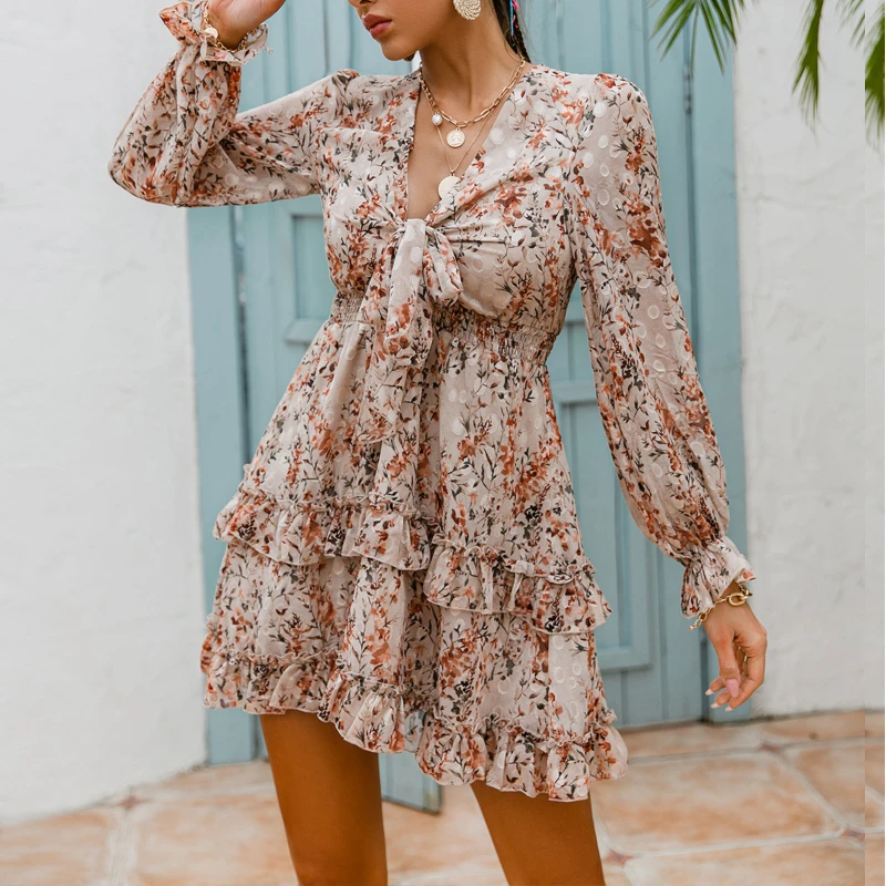 Summer Fashion Women Long Sleeve Chiffon Dress Floral Print Sexy High Waist V Neck Slim Fit Ruffle Mini Dress S/M/L
Summer Fashion Women Long Sleeve Chiffon Dress Floral Print Sexy High Waist V Neck Slim Fit Ruffle Mini Dress S/M/L
