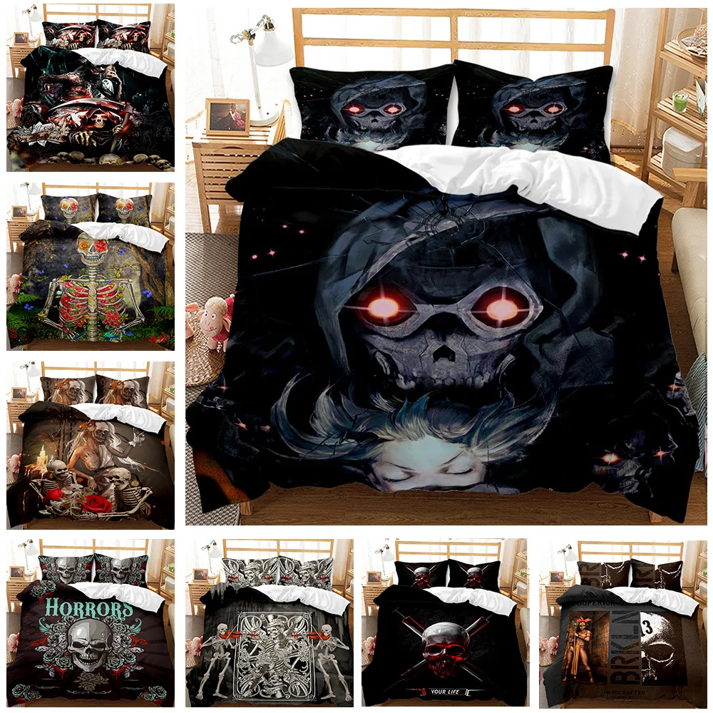 3D Skull Bedding Set Horror Theme Duvet Cover Set Skull Skeleton Rose Quilt Cover Queen King Comforter Cover With Pillowcases
3D Skull Bedding Set Horror Theme Duvet Cover Set Skull Skeleton Rose Quilt Cover Queen King Comforter Cover With Pillowcases
