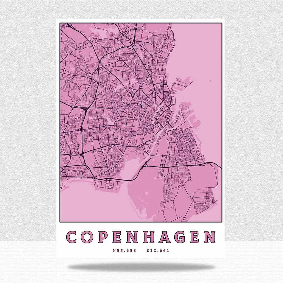 Дания альборг Орхус Копенгаген Odense Vejle Карта города картины на холсте винтажные