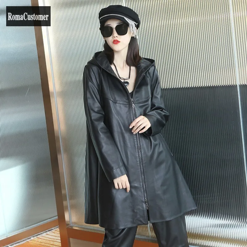 Sheepskin Hooded Jackets Womens Spring Autumn New Genuine Leather Loose Zippers Trench Long Fashion Solid Korean Casual Coat
Sheepskin Hooded Jackets Womens Spring Autumn New Genuine Leather Loose Zippers Trench Long Fashion Solid Korean Casual Coat