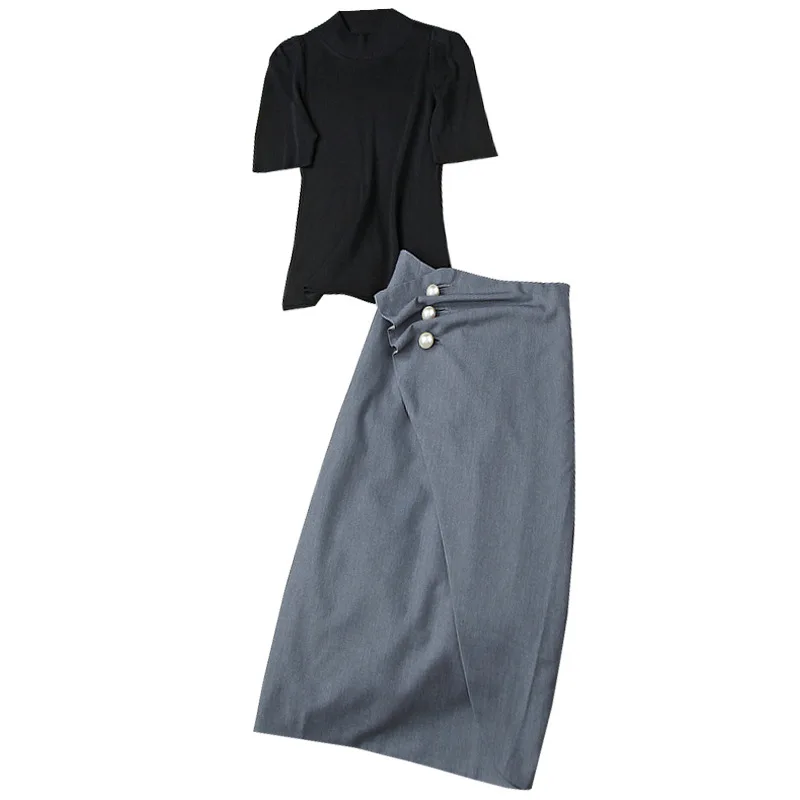 Seifrmann Women Fashion Summer RunwaySkirts Set Black Print Short Sleeve Knitting Tops + High Waist Midi Skirts TwoPiecesSuit
Seifrmann Women Fashion Summer RunwaySkirts Set Black Print Short Sleeve Knitting Tops + High Waist Midi Skirts TwoPiecesSuit