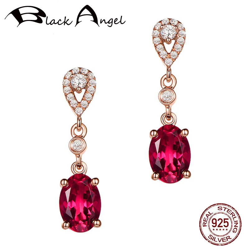 BLACK ANGEL 18K Rose Gold Ruby Drop Earrings For Women 925 Sterling Silver Red Gemstone Earrings Wedding Jewelry Wholesale
BLACK ANGEL 18K Rose Gold Ruby Drop Earrings For Women 925 Sterling Silver Red Gemstone Earrings Wedding Jewelry Wholesale