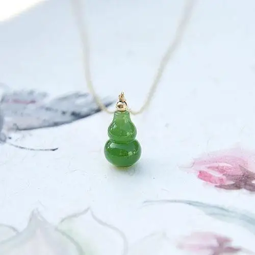 Jade Gourd Jewelry Natural Hetian Jade Green Jade Jade Gourd Calabash Pendent Gold Jade Necklace Exorcising and Fortune Drawing
Jade Gourd Jewelry Natural Hetian Jade Green Jade Jade Gourd Calabash Pendent Gold Jade Necklace Exorcising and Fortune Drawing