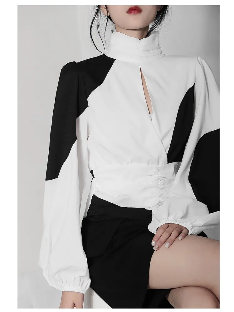 Весенние Новые Лоскутные Топы 2021, модные элегантные женские рубашки с высокой талией, особый дизайн, Открытые Сексуальные Уникальные рубашки с высоким воротником
Весенние Новые Лоскутные Топы 2021, модные элегантные женские рубашки с высокой талией, особый дизайн, Открытые Сексуальные Уникальные рубашки с высоким воротником