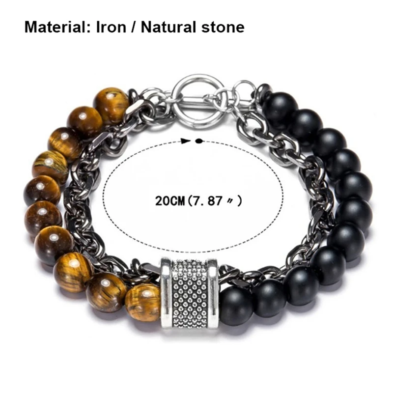 Natural Tiger Eyes Map Stone Beaded Bracelet for Men Womens Gunmetal Tiger Eye Bracelet Rolo Cable Link Chain Bracelet 7.87inch
Natural Tiger Eyes Map Stone Beaded Bracelet for Men Womens Gunmetal Tiger Eye Bracelet Rolo Cable Link Chain Bracelet 7.87inch