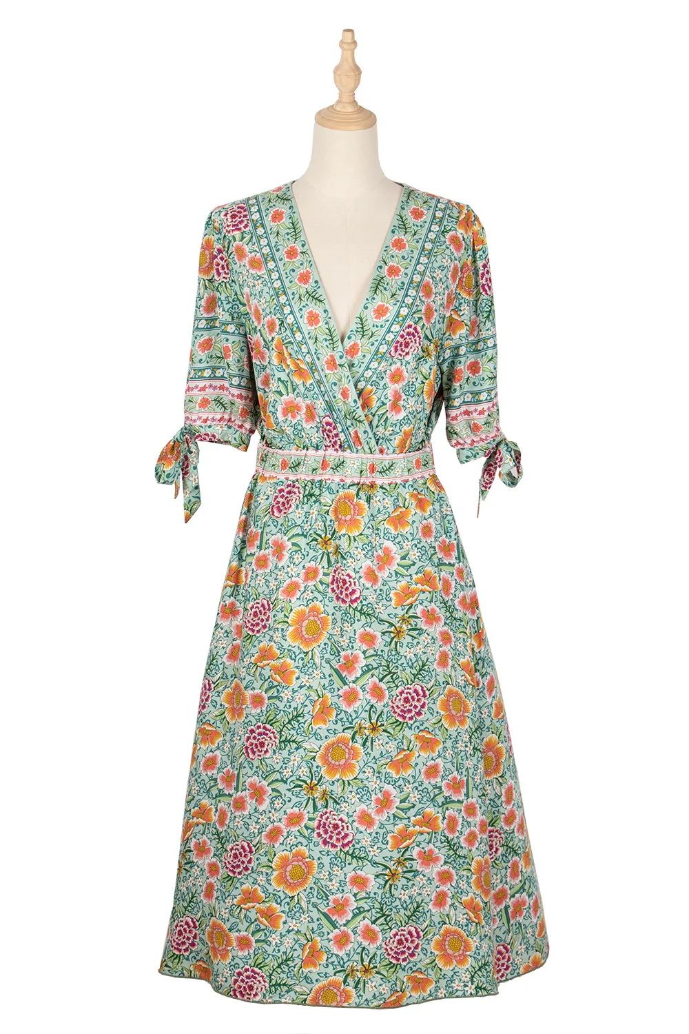 Floral Print Knee Length Dress Women Spring 2021 Sexy V-Neck Lace Up Half Sleeve A-Line Green Dress Female Casual Pink Dresses 
Floral Print Knee Length Dress Women Spring 2021 Sexy V-Neck Lace Up Half Sleeve A-Line Green Dress Female Casual Pink Dresses