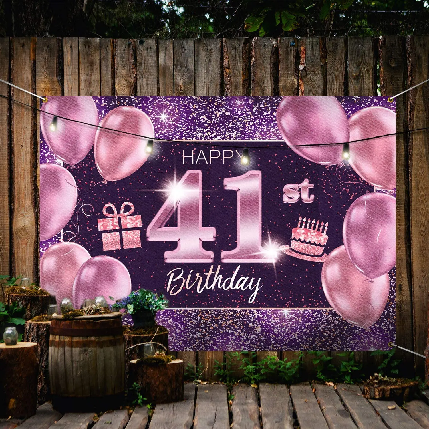 Happy 41st Birthday Banner Backdrop - 41 Birthday Party Decorations Supplies for Women - Pink Purple Gold
Happy 41st Birthday Banner Backdrop - 41 Birthday Party Decorations Supplies for Women - Pink Purple Gold
