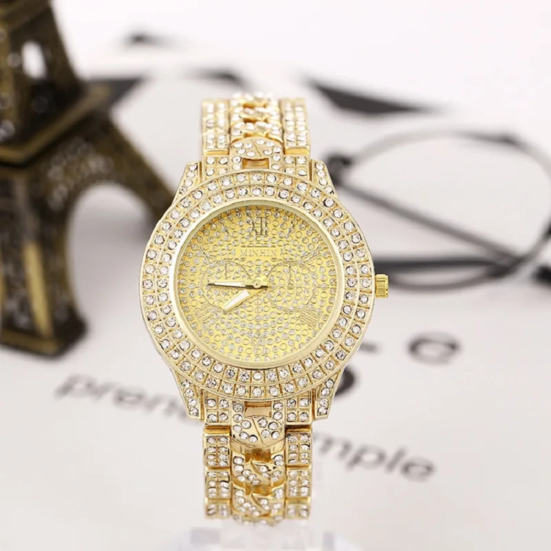 2020 женские часы золотые со стразами роскошные Брендовые стразы с браслетом