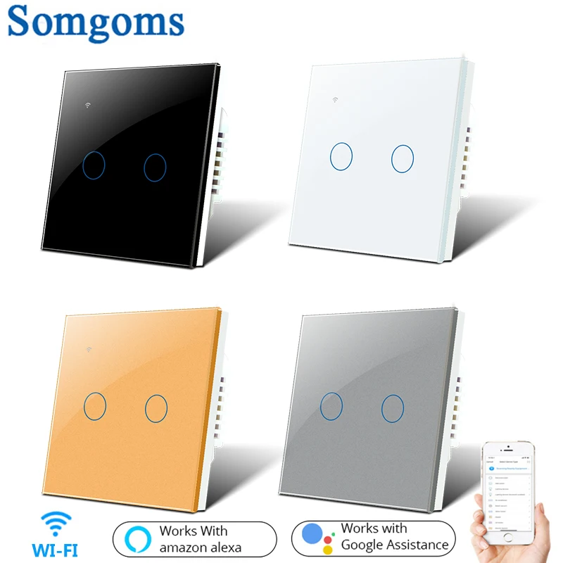 EU UK 2 Gang 1 2 Way Wifi Wall Switch Wireless Remote Light Relay App Touch Control Smart Switch Work with Alexa Google Home
EU UK 2 Gang 1 2 Way Wifi Wall Switch Wireless Remote Light Relay App Touch Control Smart Switch Work with Alexa Google Home