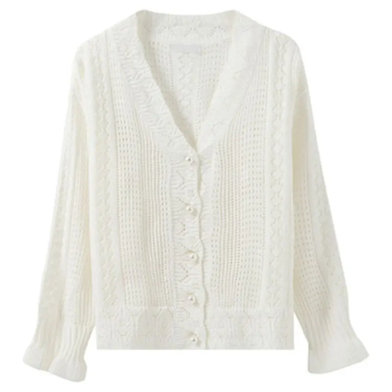 Women Long Sleeve Loose Sweater Cardigan Hollow Out Crochet Knitted V-Neck Button Down Basic Solid Short Knitwear Coat
Women Long Sleeve Loose Sweater Cardigan Hollow Out Crochet Knitted V-Neck Button Down Basic Solid Short Knitwear Coat