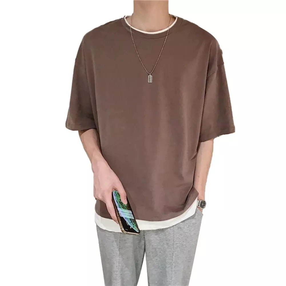 Men's O-neck Short Sleeve Customized T-Shirt Loose Patchwork Top Solid Color Brown XL Clothing 2021
Men's O-neck Short Sleeve Customized T-Shirt Loose Patchwork Top Solid Color Brown XL Clothing 2021