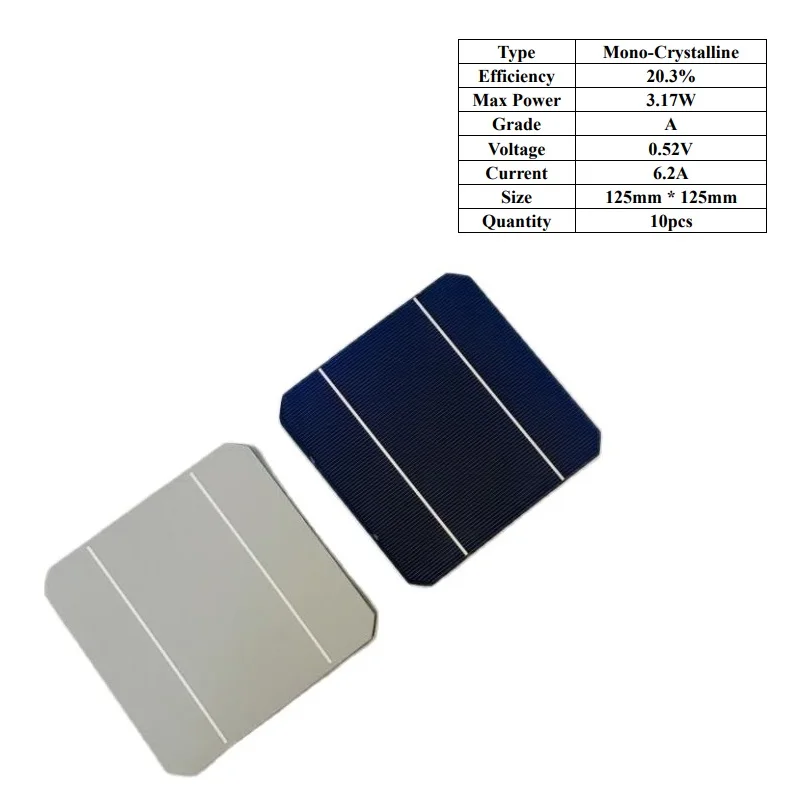 Solar Panel Solar cells Mono crystalline A Grade High Efficiency 125mm *125mm / 125mm*62.5mm Free shipping 
Solar Panel Solar cells Mono crystalline A Grade High Efficiency 125mm *125mm / 125mm*62.5mm Free shipping