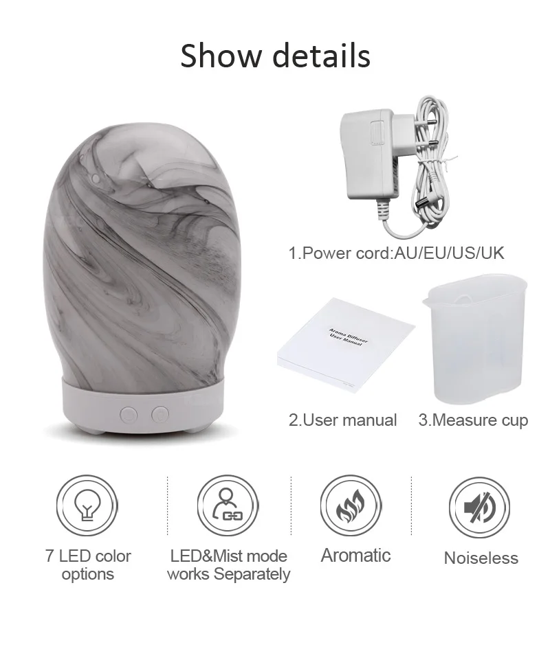 KBAYBO 100ML Ultrasonic Air Humidifier Aroma Essential Oil Diffuser for Home Fogger Mist Maker with 7 colors LED lights Lamp
KBAYBO 100ML Ultrasonic Air Humidifier Aroma Essential Oil Diffuser for Home Fogger Mist Maker with 7 colors LED lights Lamp