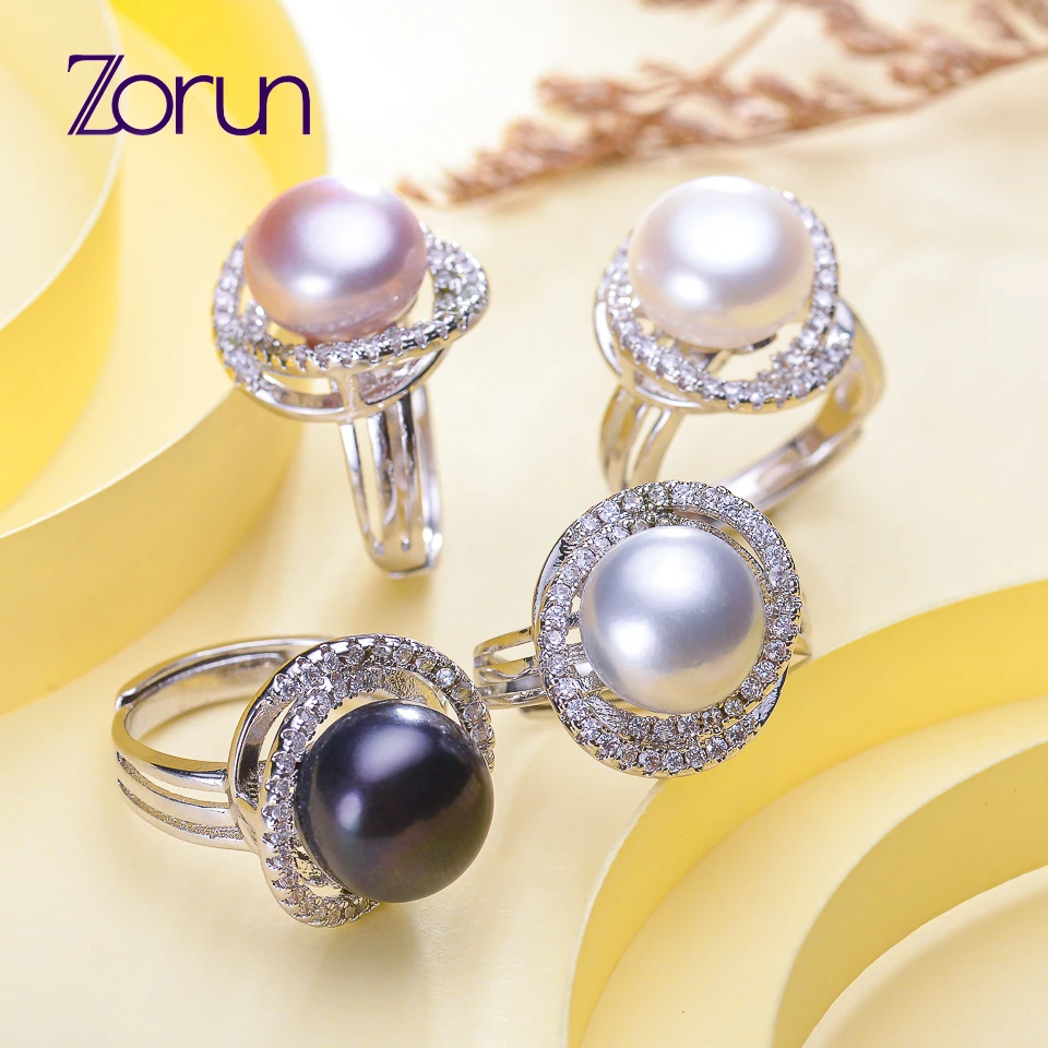 Zorun Real кольцо с натуральным пресноводным жемчугом Fine Jewelry 11mm White Gold аксессуары для заполнения для женщин новый дизайн хорошая распродажа