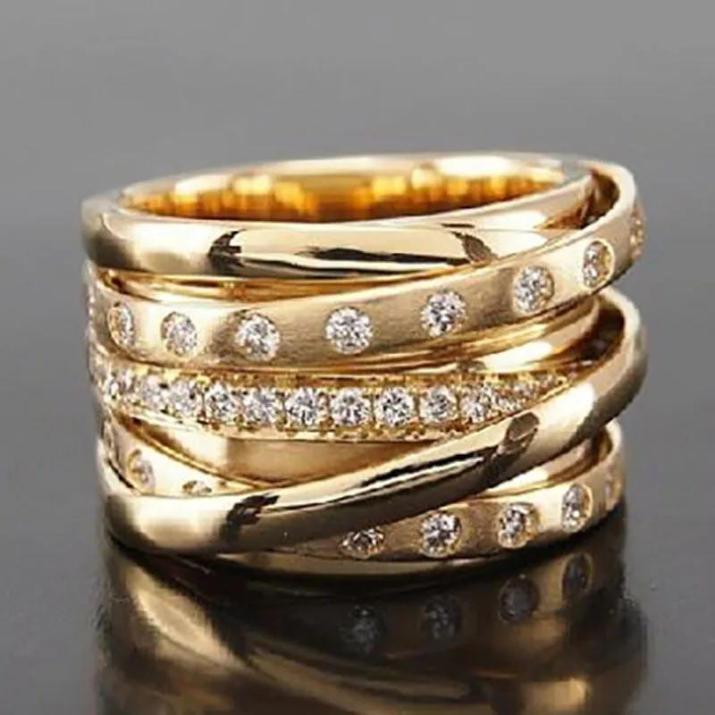 Popular Gold Color Multilayer Winding Inlaid Crystal Rhinestone Zircon Female Metal Ring for Women Party Jewelry Accessories
Popular Gold Color Multilayer Winding Inlaid Crystal Rhinestone Zircon Female Metal Ring for Women Party Jewelry Accessories