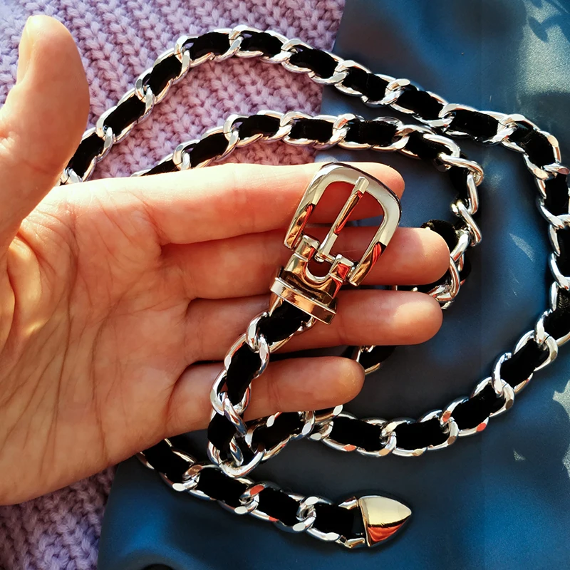 Punk Kroean Flannel Chain Belt Women Vintage High Waist Belly Chain Split Joint Long Belt New Fashion Waist Belts Bijoux Corps
Punk Kroean Flannel Chain Belt Women Vintage High Waist Belly Chain Split Joint Long Belt New Fashion Waist Belts Bijoux Corps