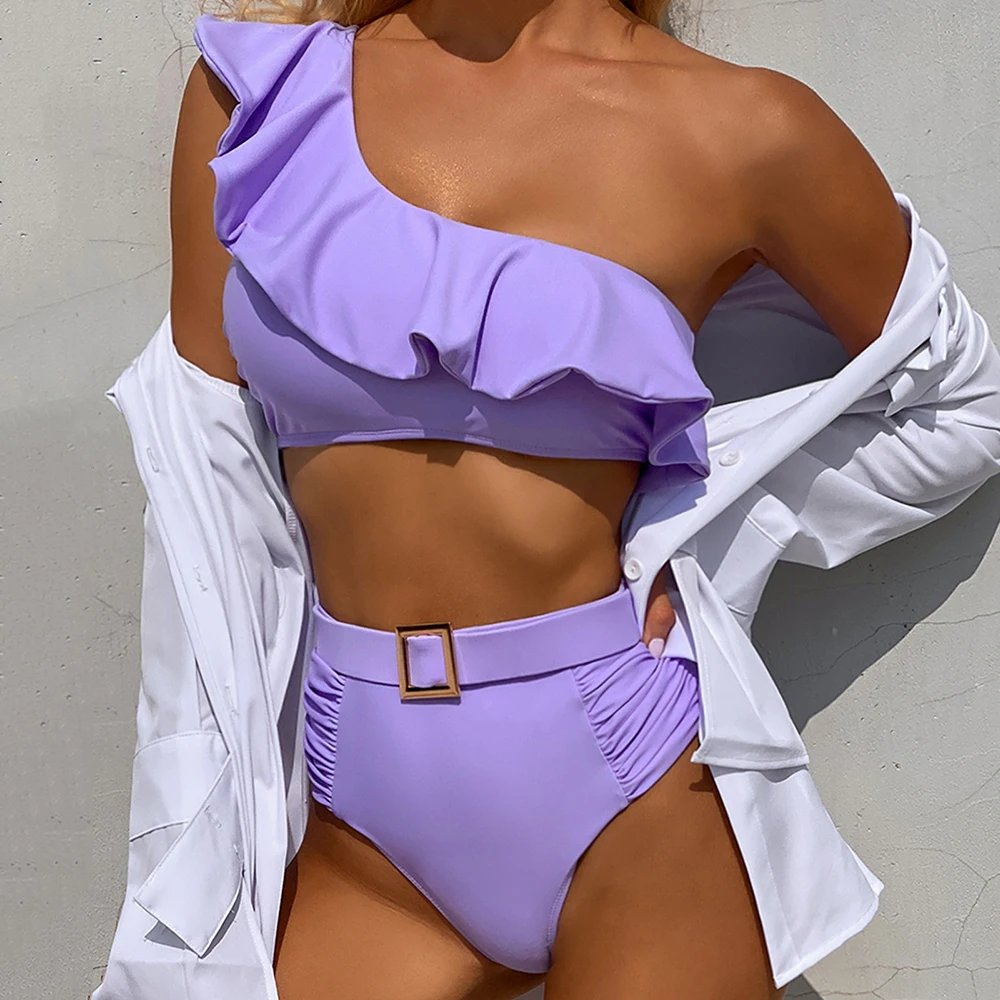 2021 Sexy One Shoulder Ruffle Bikini Women High Waist Swimsuit Female Belt Swimwear Two Pieces Bikini Set Bathing Suit Beachwear
2021 Sexy One Shoulder Ruffle Bikini Women High Waist Swimsuit Female Belt Swimwear Two Pieces Bikini Set Bathing Suit Beachwear