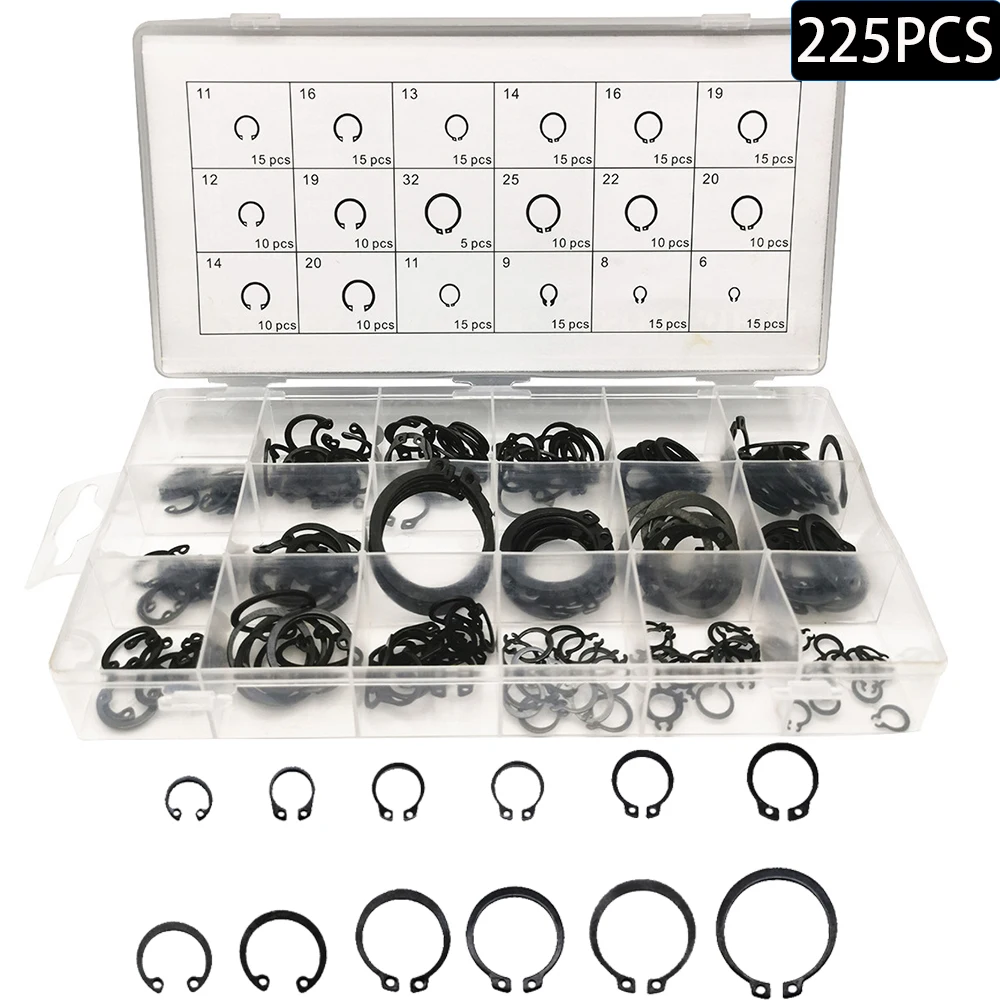 225PCS/Box Circlip Set External/Internal Retaining Cir clip Lock Snap Retaining Ring Assortment Set Holes Shaft Collar Washer
225PCS/Box Circlip Set External/Internal Retaining Cir clip Lock Snap Retaining Ring Assortment Set Holes Shaft Collar Washer