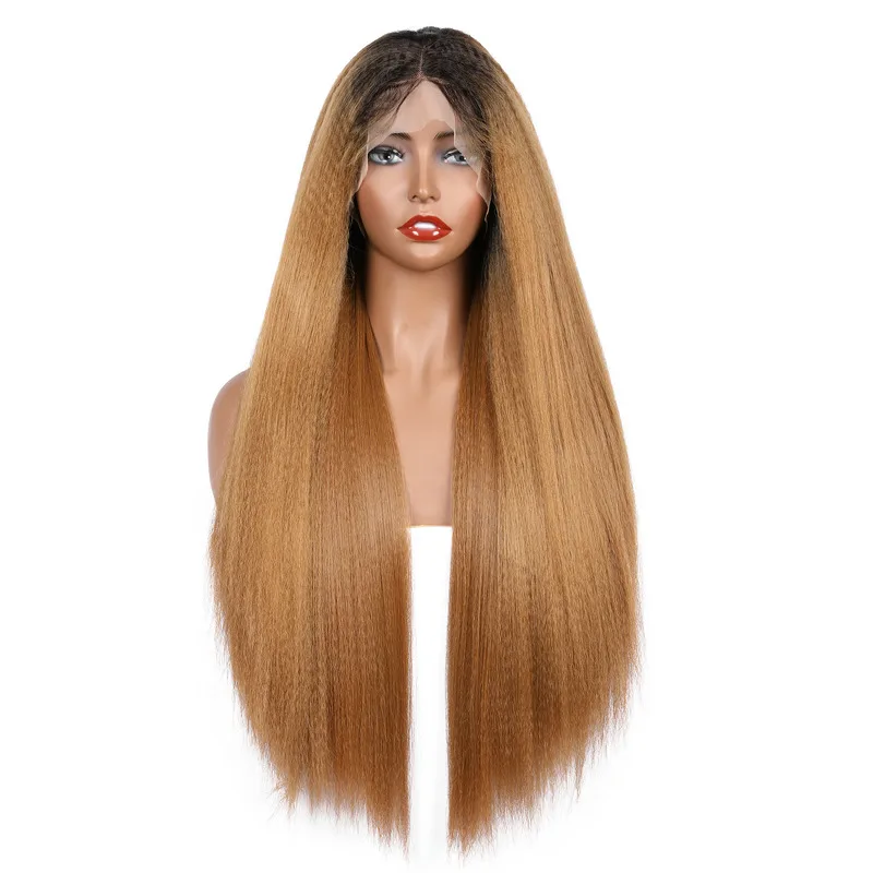 Yaki Ombre блонд 180% Плотность 26 дюймов длинный кудрявый прямой синтетический кружевной передний парик для черных женщин с детскими волосами еже...
Yaki Ombre блонд 180% Плотность 26 дюймов длинный кудрявый прямой синтетический кружевной передний парик для черных женщин с детскими волосами еже...