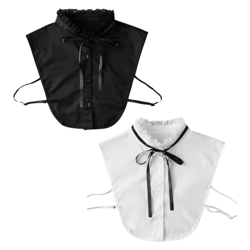 Lady Ruffled Lace Fake Stand Collar Half Shirt Vintage Bowtie Dickey Necklace 066F 
Lady Ruffled Lace Fake Stand Collar Half Shirt Vintage Bowtie Dickey Necklace 066F