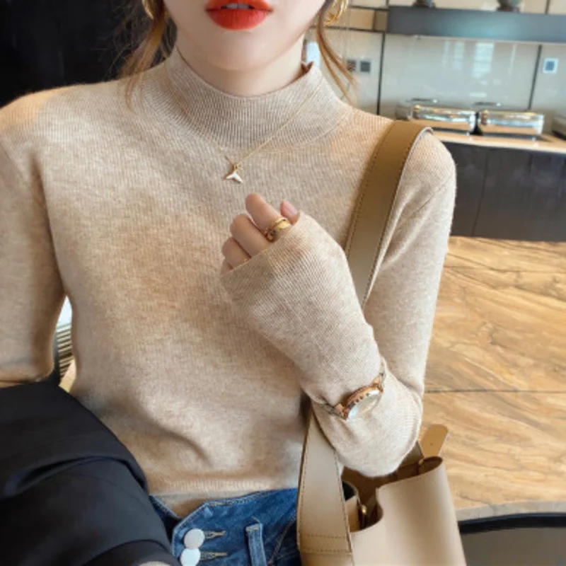 DSTWJMX 2021 Autumn Winter Knitwear New Half Turtleneck Solid Knitted Sweater Velvet Plus Warm Wool Pullover Sweaters
DSTWJMX 2021 Autumn Winter Knitwear New Half Turtleneck Solid Knitted Sweater Velvet Plus Warm Wool Pullover Sweaters