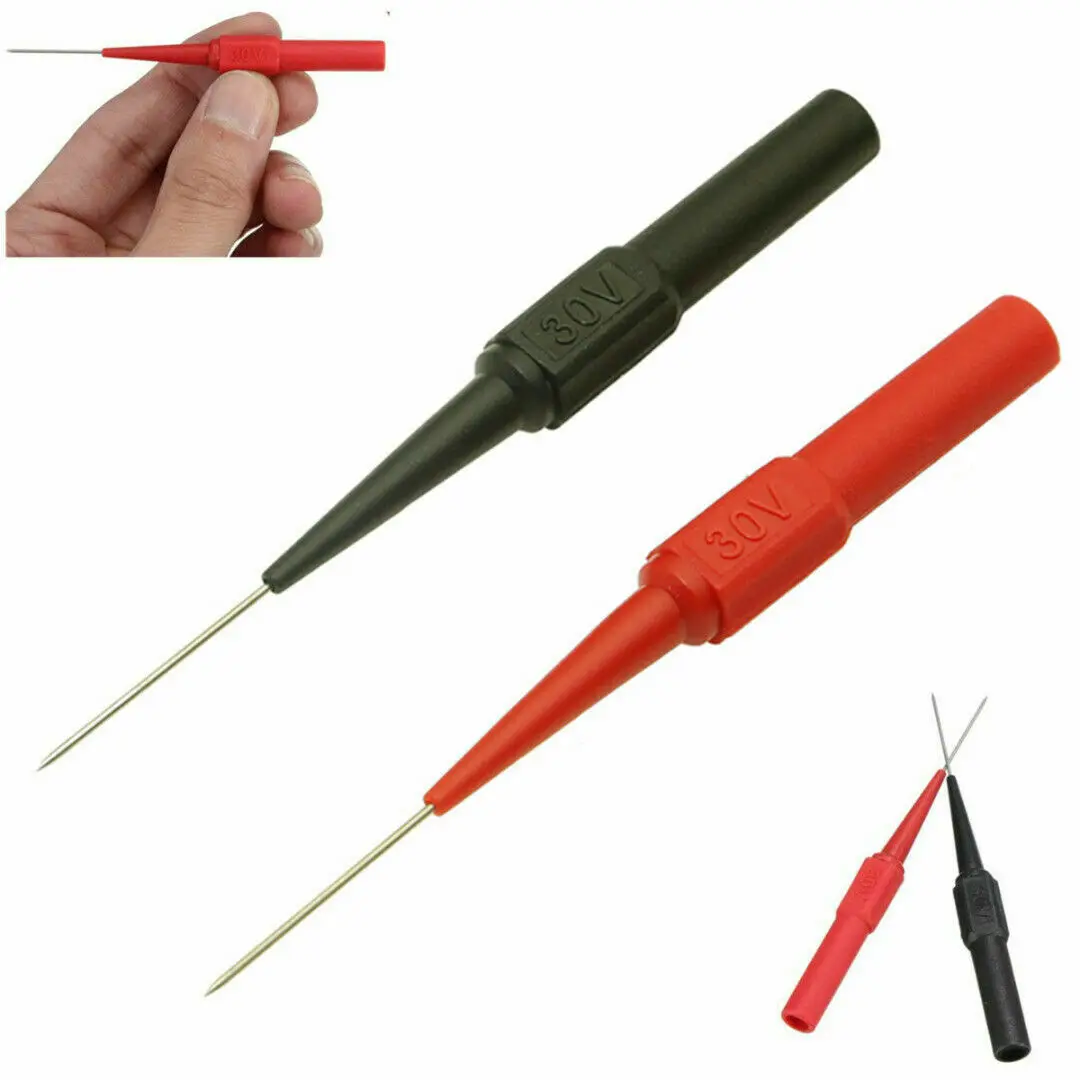2pcs Insulation Piercing Needle Non-destructive Multimeter Test Probes Red/Black 30V-60V For Banana Plug
2pcs Insulation Piercing Needle Non-destructive Multimeter Test Probes Red/Black 30V-60V For Banana Plug