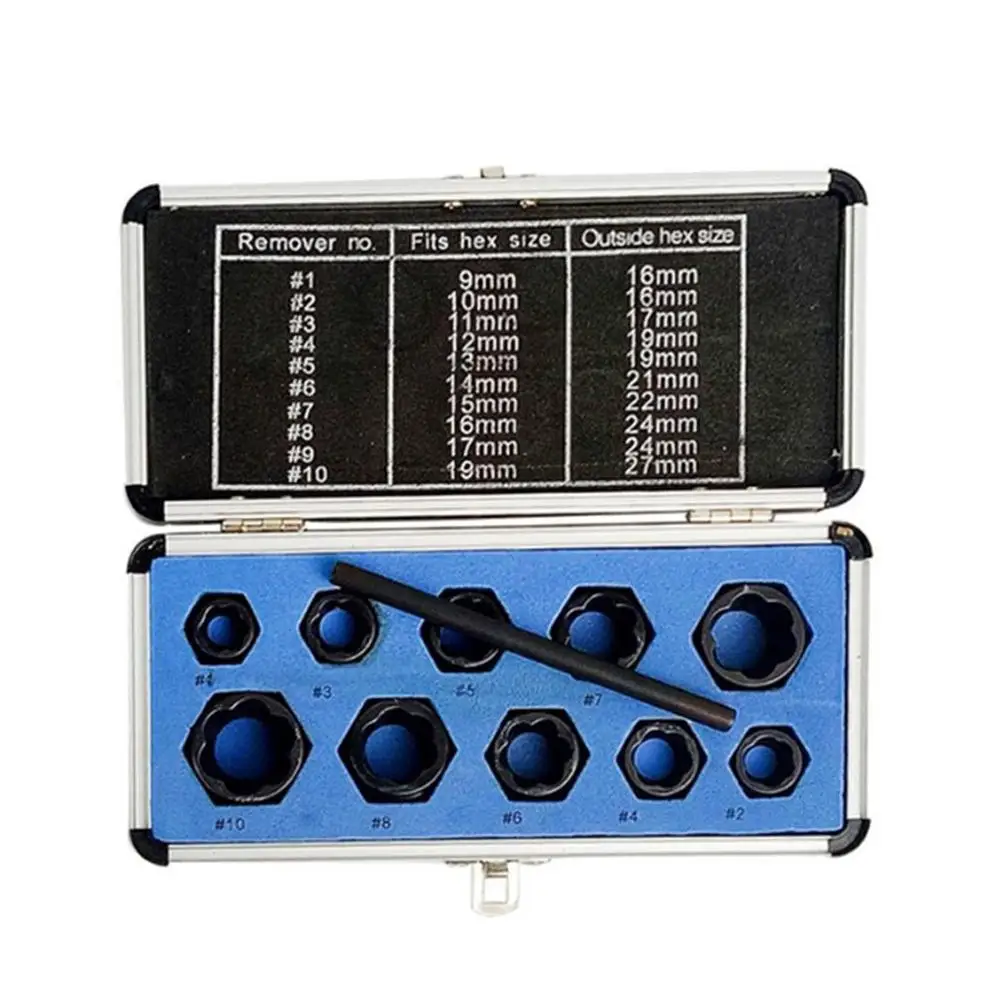 Newest 11PC Nut Extractors Damaged Bolts Nuts Screws Remover Extractor Multifunction Removal Tools Set Broken Bolt Removal Kit
Newest 11PC Nut Extractors Damaged Bolts Nuts Screws Remover Extractor Multifunction Removal Tools Set Broken Bolt Removal Kit
