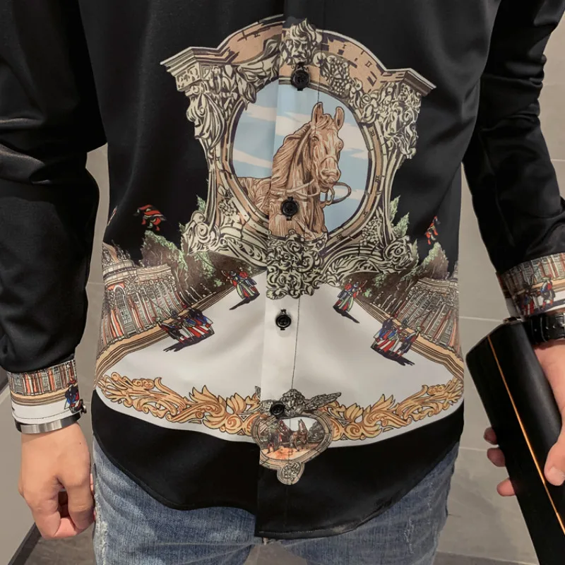 Designer Print Men Shirt Camisa Masculina Casual Slim Fit Long Sleeve Shirts Men Dress Streetwear Night Club Social Top Clothing
Designer Print Men Shirt Camisa Masculina Casual Slim Fit Long Sleeve Shirts Men Dress Streetwear Night Club Social Top Clothing