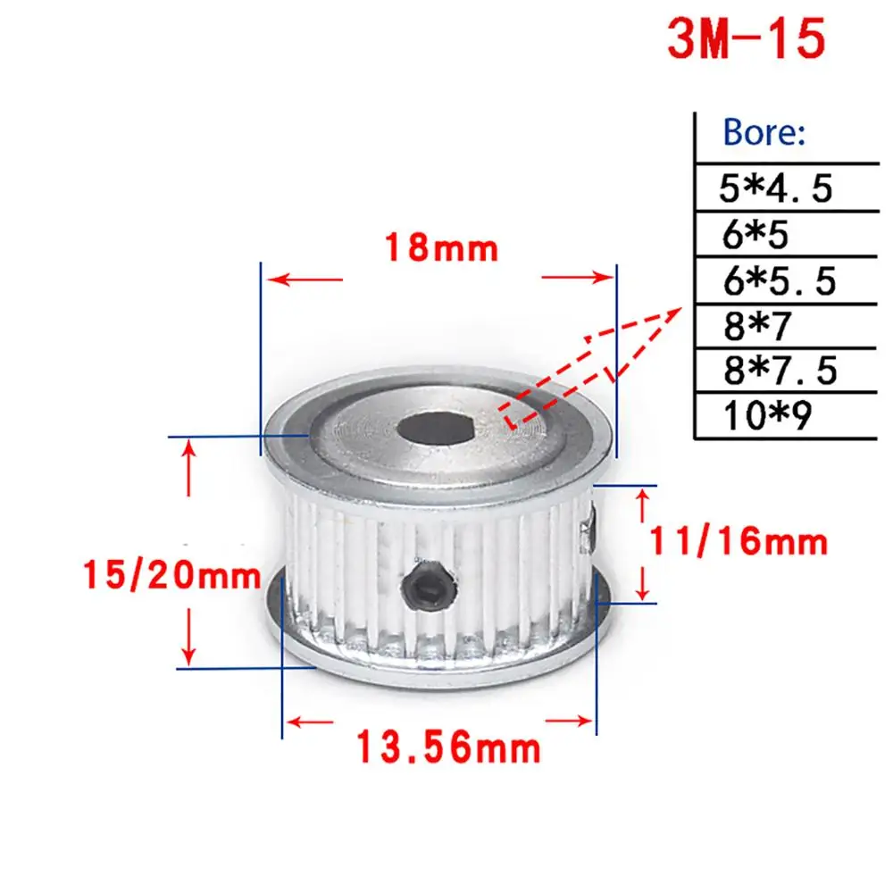 Зубчатый шкив типа D 3M15T без шага синхронное колесо с ремнем винтом ширина 11/16 мм -