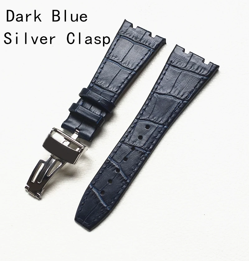 For AP 41mm Dial strap 26mm Black Blue Brown With Stitches Genuine Leather Watch Band Bracelet with steel deployment buckle |