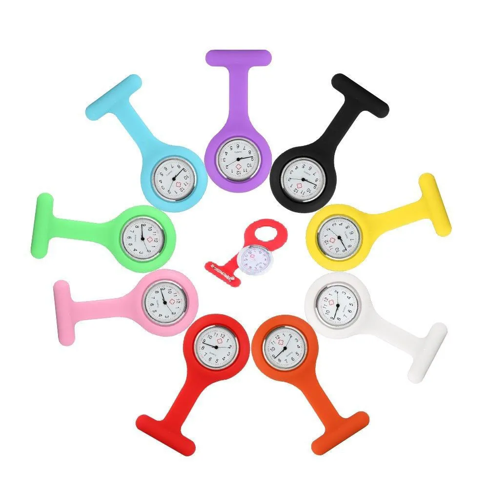 2022 Reloj Mujer Мода красочные силиконовые медсестры часы карманные зажим Брошь Туника
