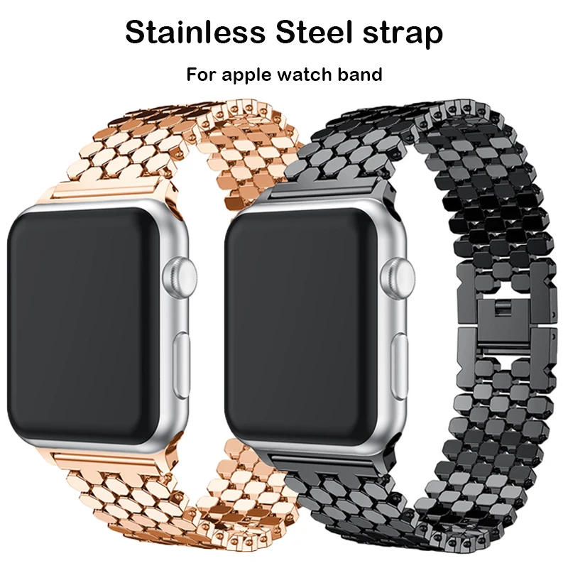 Ремешок из нержавеющей стали для Apple Watch Band 7 6 SE 5 4 3 2 металлический браслет Iwatch 38 мм