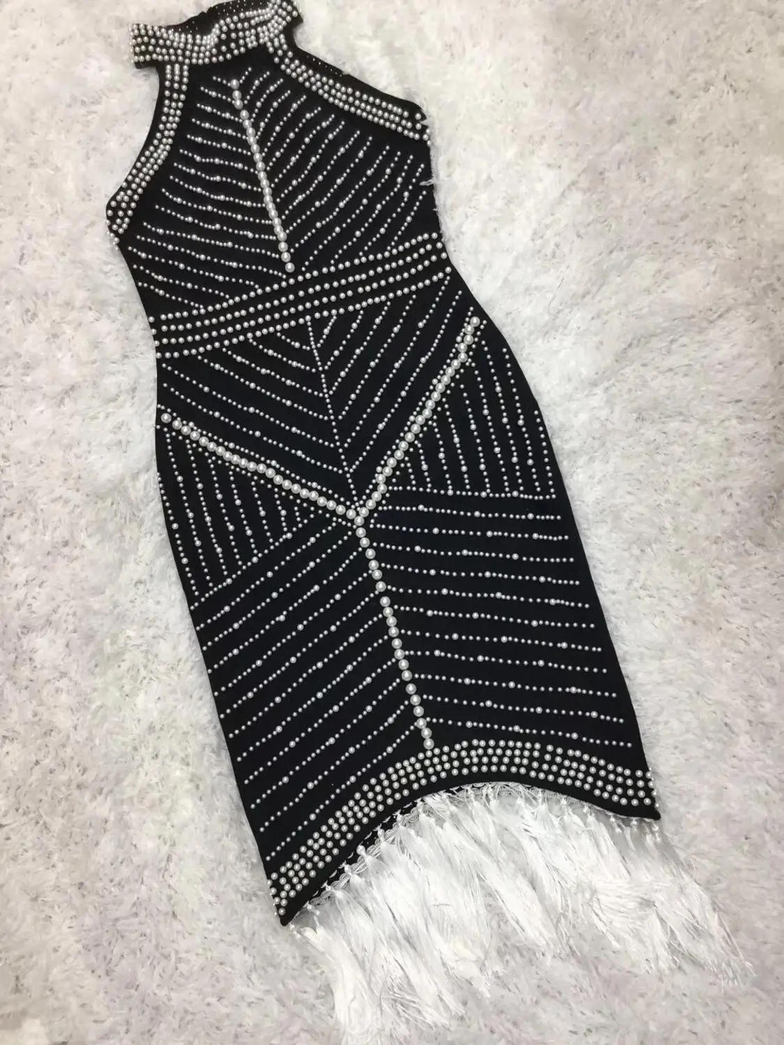 Sale Women Sexy Fashion Beading Tassel White Black Bandage Dress Designer Elegant Evening Celebrity Party Dress
Sale Women Sexy Fashion Beading Tassel White Black Bandage Dress Designer Elegant Evening Celebrity Party Dress