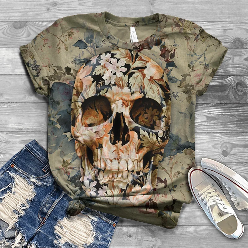 Style rose fashion trend camouflage skull T-shirt ladies personality skull graphic summer Harajuku ladies T-shirts and more
Style rose fashion trend camouflage skull T-shirt ladies personality skull graphic summer Harajuku ladies T-shirts and more
