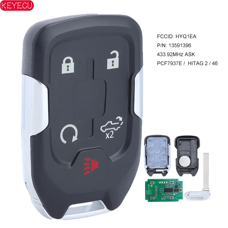 

KEYECU PN: 13591396 Smart Key Proximity Remote FOB 433MHz ID46 5 Button for GMC SIERRA 2019 FCCID: HYQ1EA