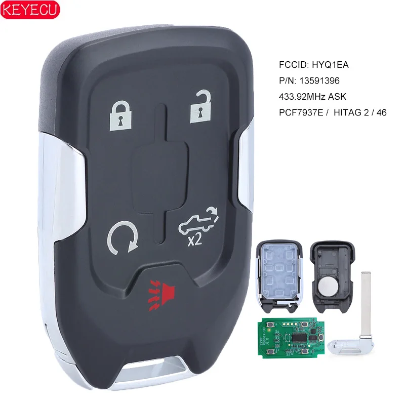KEYECU PN: 13591396 Smart Key Proximity Remote FOB 433MHz ID46 5 Button for GMC SIERRA 2019 FCCID: HYQ1EA 
KEYECU PN: 13591396 Smart Key Proximity Remote FOB 433MHz ID46 5 Button for GMC SIERRA 2019 FCCID: HYQ1EA