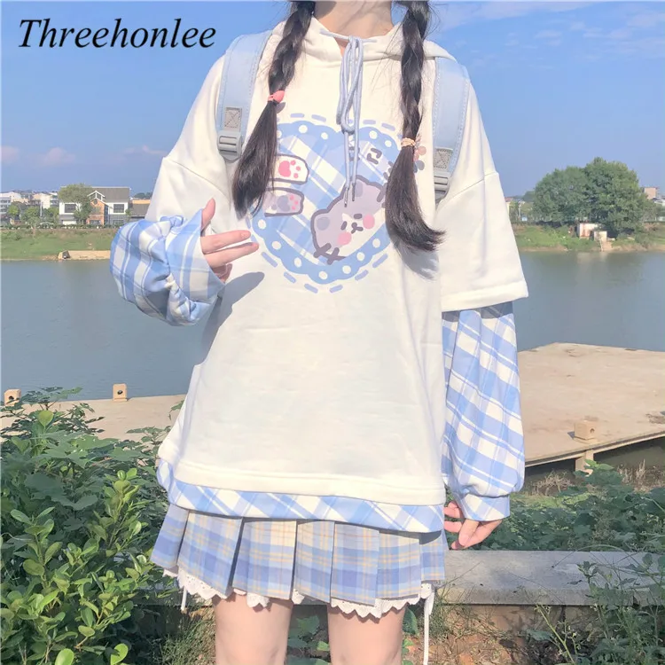 Female Sweety Shirts Japanese Kawaii Soft Patchwork Kawaii Splicing Pullover Full Sleeve Printed Loose Hooded Sweatshirts
Female Sweety Shirts Japanese Kawaii Soft Patchwork Kawaii Splicing Pullover Full Sleeve Printed Loose Hooded Sweatshirts