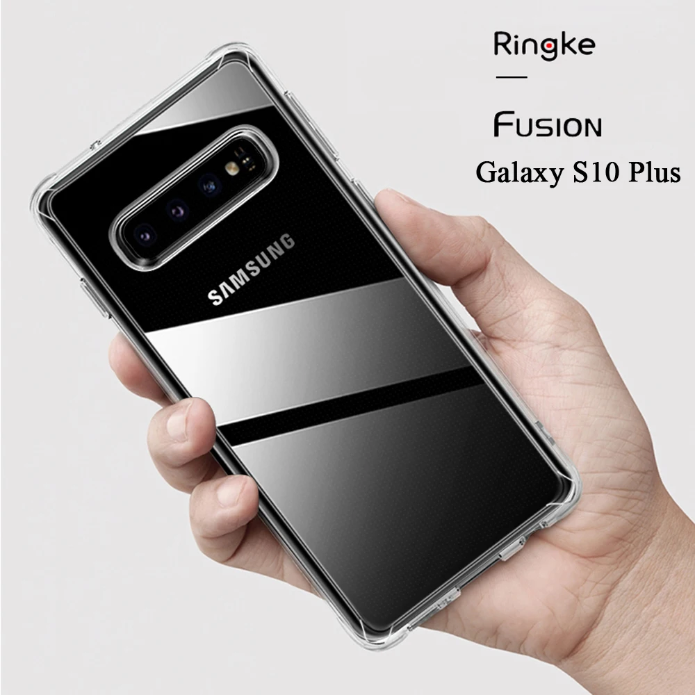 Силиконовый чехол Ringke Fusion для Galaxy S10 Plus гибкий ТПУ и прозрачный жесткий Гибридный