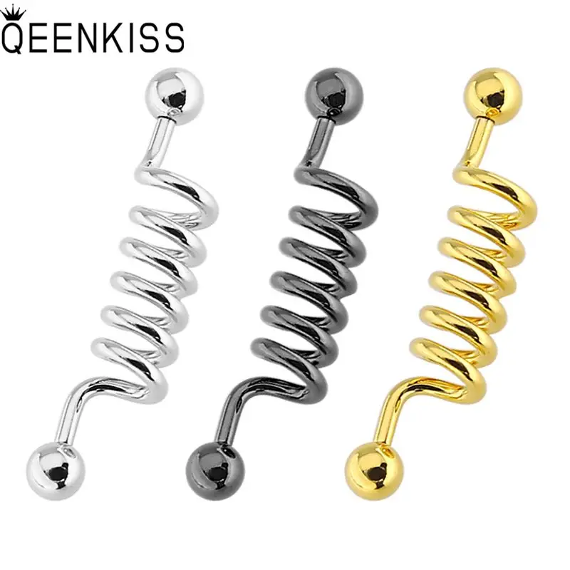 

QEENKISS EG8246 2021 Fine Jewelry Wholesale Fashion Woman Man Birthday Wedding Gift Spring Titanium Stainless Stud Earings 1PC