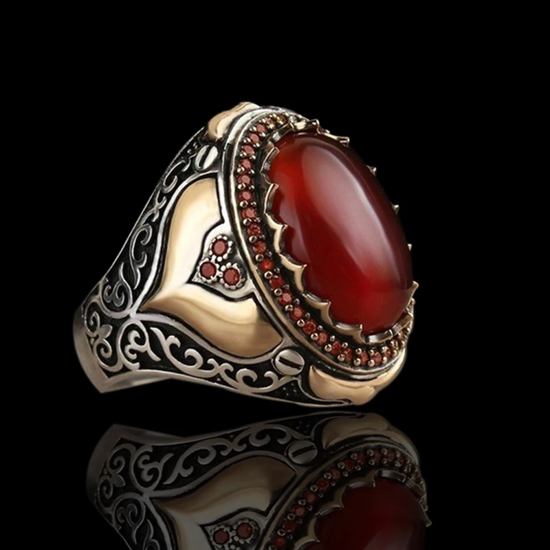 Vintage Pattern Handmade Men Rings Women Gold Color Geometric Red Agate Stone Rings For Men Retro Islamic Jewelry Accessories
Vintage Pattern Handmade Men Rings Women Gold Color Geometric Red Agate Stone Rings For Men Retro Islamic Jewelry Accessories