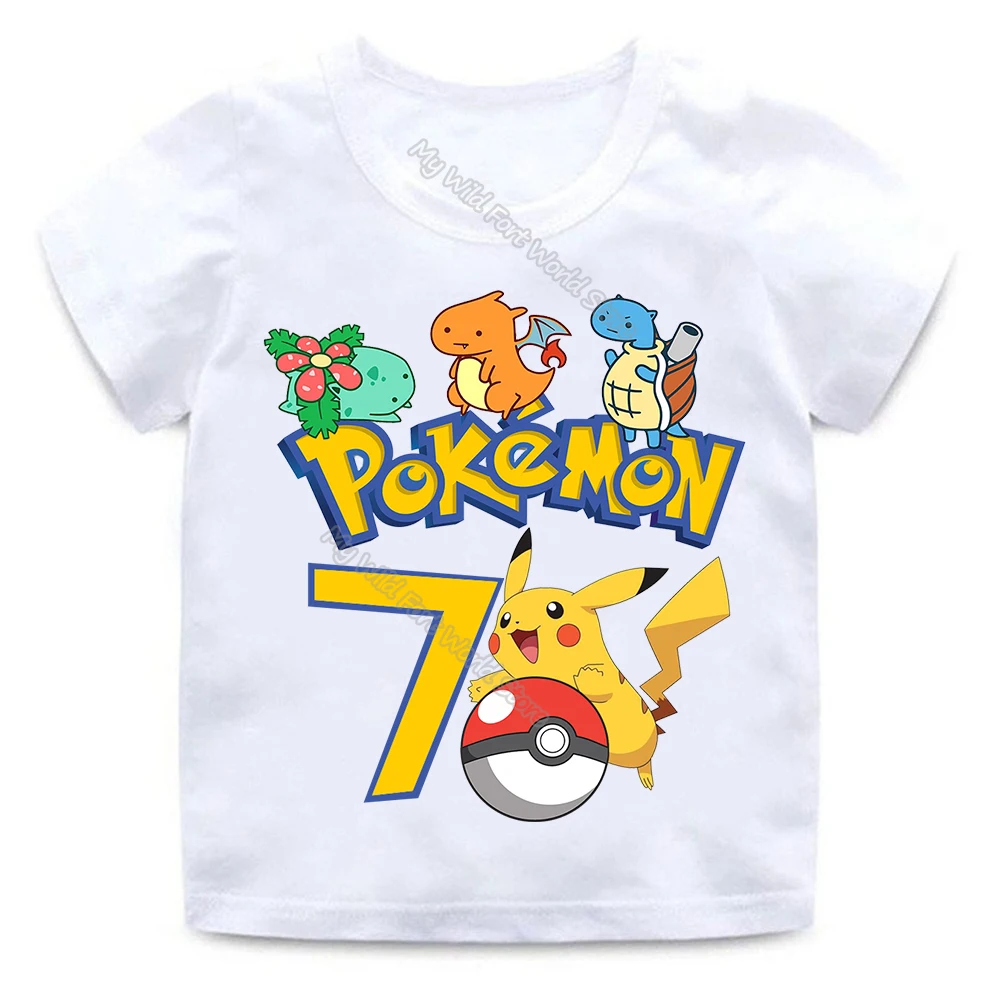 Детская летняя одежда Pikachu футболка с изображением покемона для маленьких