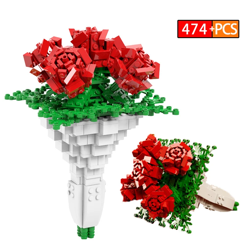 MOC Creative Rose Flower Bouquet Assembly Model Building Blocks Romantic Plants Set Construction Friends Bricks Toys for Kids
MOC Creative Rose Flower Bouquet Assembly Model Building Blocks Romantic Plants Set Construction Friends Bricks Toys for Kids