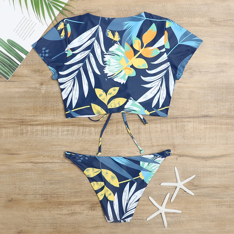 Sexy Solid Bikini Set Swimsuit 2021 Leaf Print Blue Short-Sleeve Mid-High Waist Tether Bathing Suits Swimwear Beachwear
Sexy Solid Bikini Set Swimsuit 2021 Leaf Print Blue Short-Sleeve Mid-High Waist Tether Bathing Suits Swimwear Beachwear