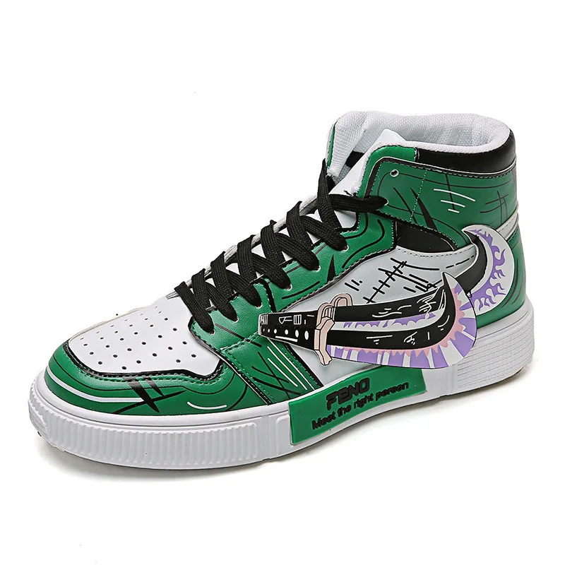 Hot style One-Piece High top shoes barb men's shoes joint Sauron double knife cartoon hand-painted board shoes lovers 
Hot style One-Piece High top shoes barb men's shoes joint Sauron double knife cartoon hand-painted board shoes lovers