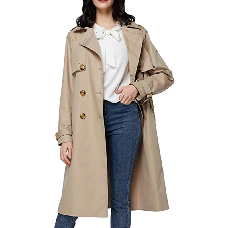 Vintage Womens Trench Khaki Coat With A Belt Double-Breasted Long Turn Down Collar Windbreaker Designer Coat Women Luxury 2021
Vintage Womens Trench Khaki Coat With A Belt Double-Breasted Long Turn Down Collar Windbreaker Designer Coat Women Luxury 2021